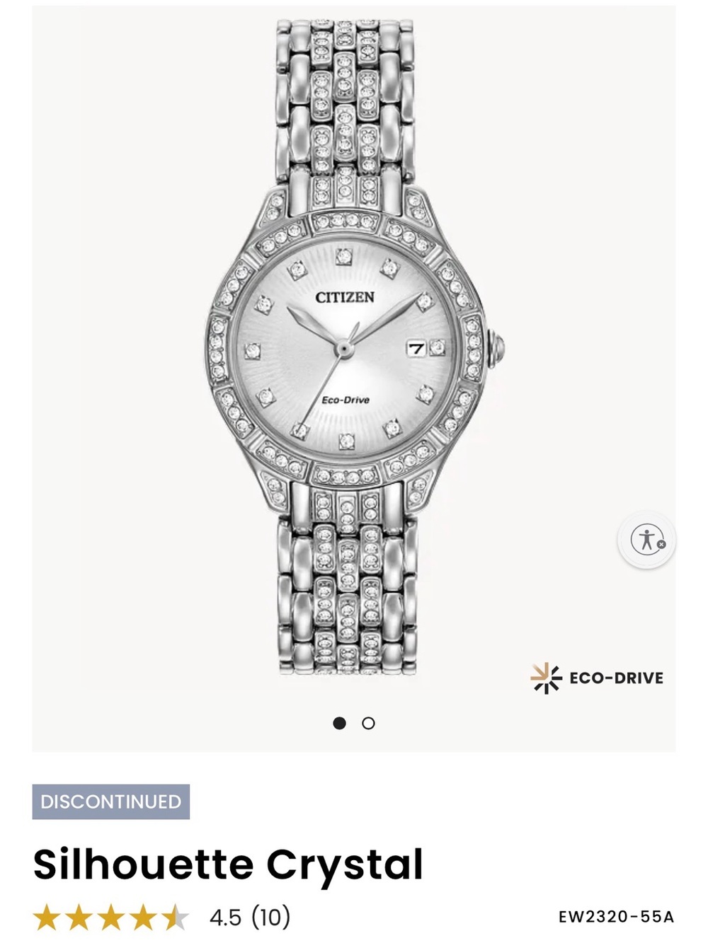 Citizen Silver Crystal Bracelet Eco-Drive Watch